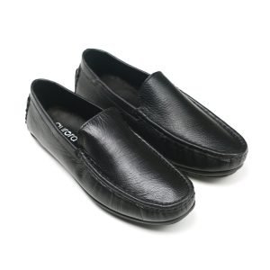 Black stylish premium leather loafer