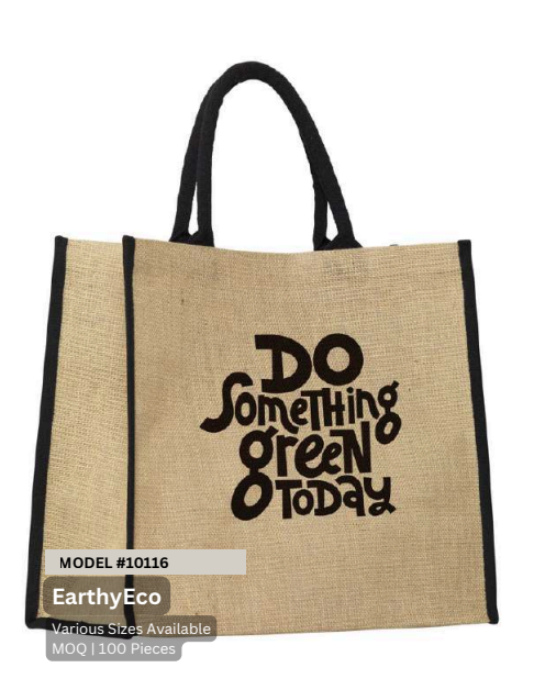 Eco-Friendly Jute Tote Bag – “Do Something Green Today” Reusable Shopping Bag